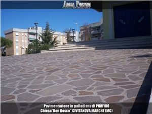 Porphyry Flagstone Paving, Porfido Adige Red Granite Flagstone Paving
