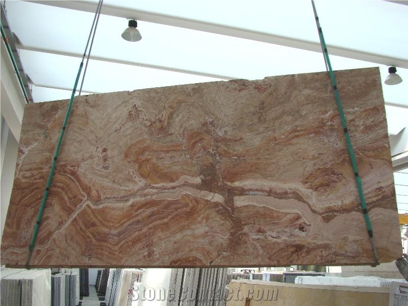 Travertino Oniciato Rosa Slab
