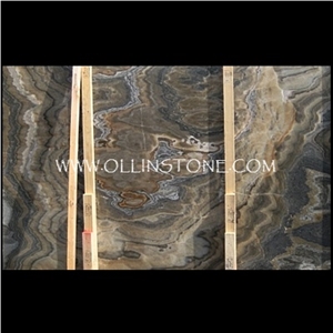 Onyx Mocha Cappuccino Slabs, Peruvian Fantastico Onyx