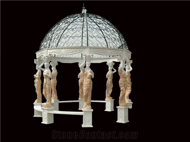 Marble Sculptured Gazebo, White Marble Gazebo