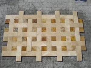 Classic Travertine with Gold Travertine Mix Mosaic