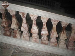 Red Marble Carved Balustrade