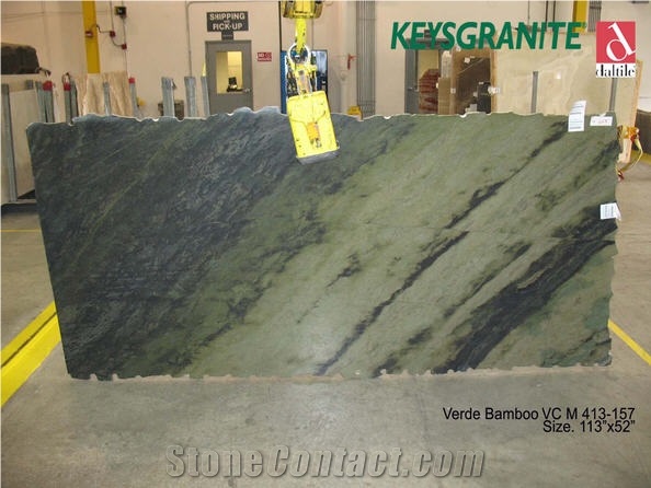 Verde Bamboo Granite Slab, Brazil Green Granite