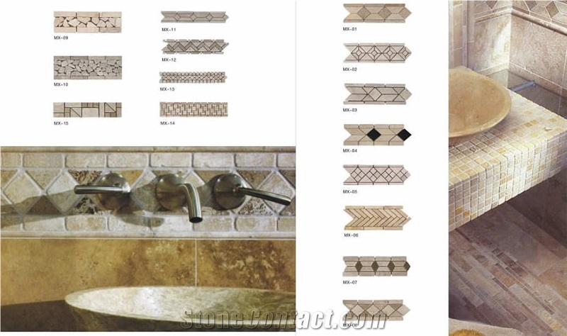 Beige Travertine Mosaic Borders