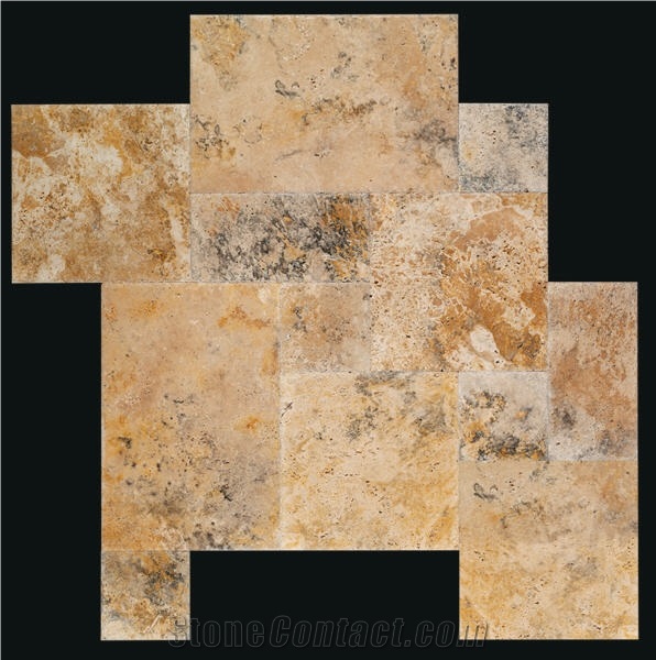 Afyon Gold Travertine Pattern Slabs & Tiles, Turkey Yellow Travertine