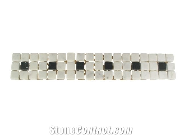 Nero Marquina, Bianco Carrara Mosaic Border