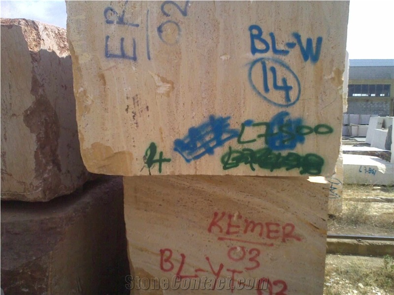 Yellow Travertine Blocks, Iran Yellow Travertine