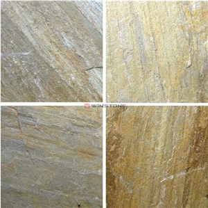 Golden Sand Slate Slabs & Tiles, China Yellow Slate