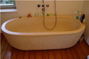 Beige Limestone Bathtub