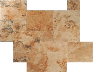 Antique Gold Travertine Versailles Pattern