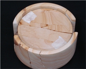 Teak Wood Marble Coaster
