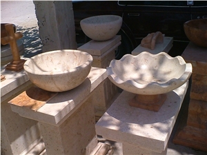 Coquina Shellstone Limestone Sinks, Beige Limestone Sinks