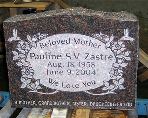 Tan Brown Granite Slant Gravestone