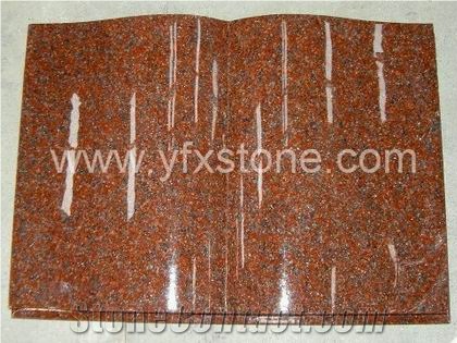 India Red Granite Slant Book Shape Monument