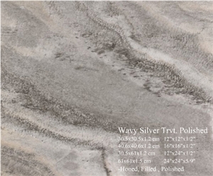 Wavy Silver Travertine Slabs & Tiles, Turkey Grey Travertine