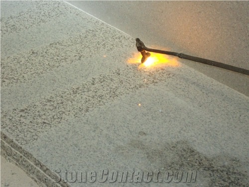 China White Sesame Granite G655 Slab & Tile, Flamed