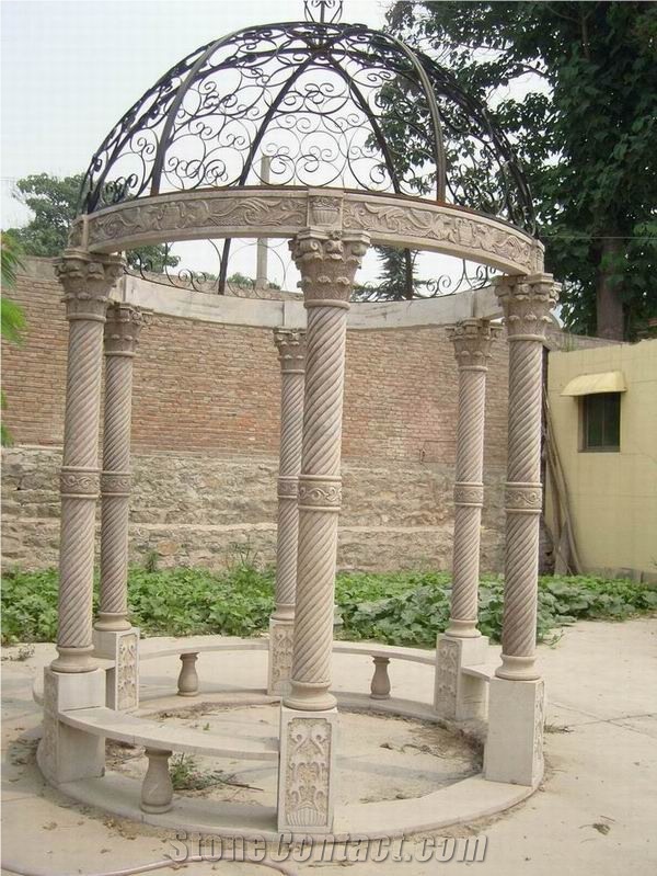 Beige Limestone Gazebo, Garden Gazebo