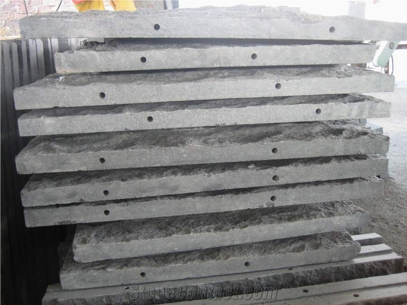 Black Basalt Mushroom Stone Wall Cladding, Wall Stone Tiles and Mushroomed Cladding and Facade