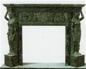 Green Granite Stone Fireplace