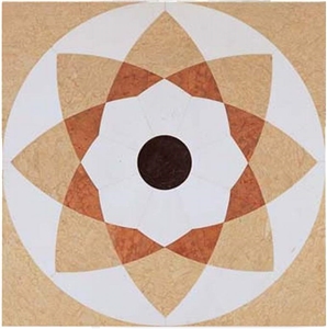 Mosaic Medallion-Stone Craft-Marble-Kangli Stone, Amarillo Mares Yellow Marble Mosaic Medallion