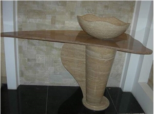 Sink Basin Travertine Kangli Stone, Turkish Cream Beige Travertine Basin