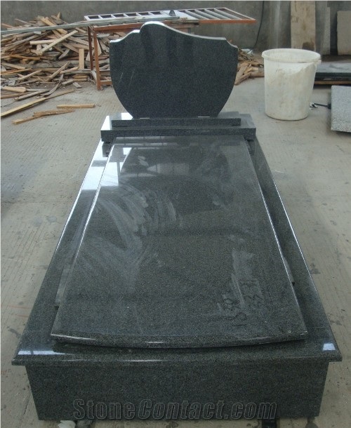 China Impala Padang Dark Grey G654 Polished Granite Black Tombstone & Monuments, Custom Engraved Headstone Gravestone with Rose, Cross, Single Double Design Cemetery Stone, Manufacturer Factory