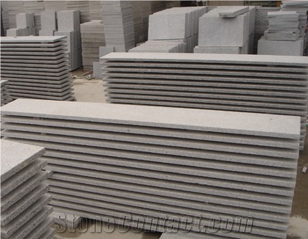 China Popular Cheap Light Grey G603 Bianco Crystal White Granite Grey Flamed Steps Stairs Treads Staircase, Natural Building Stone with Bullnose/Round Edge Threshold Riser, Quarry Owner Factory