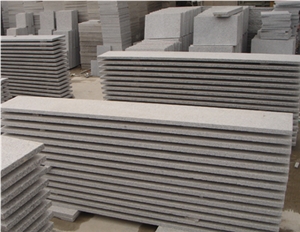 China Popular Cheap Light Grey G603 Bianco Crystal White Granite Grey Flamed Steps Stairs Treads Staircase, Natural Building Stone with Bullnose/Round Edge Threshold Riser, Quarry Owner Factory
