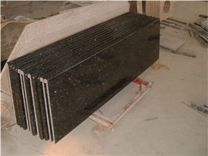 Popular Indian Black Galaxy Granite Polished Countertop, Kitchen Bench Desk, Bar Worktops with Bullnose/Round Edge Profile, Custom Design Stone, Manufacturer High Quality Competitive Prices