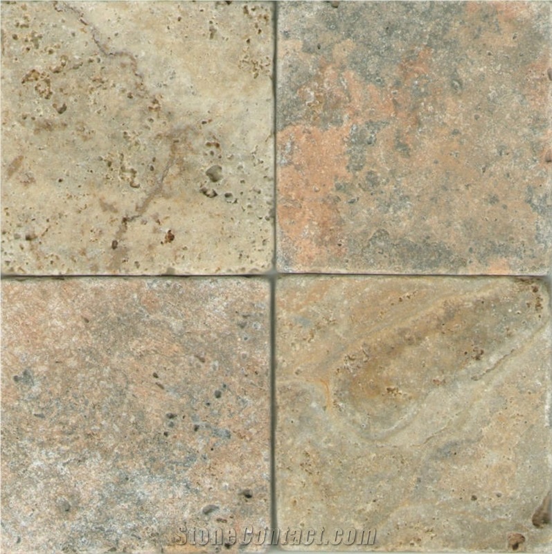 Scabos Travertine Tumbled Slabs & Tiles, Turkey Brown Travertine