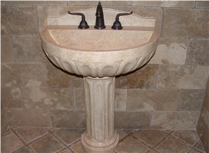 Durango Veracruz Beige Travetine Pedestal Wash Basins Durango Veracruz Beige Travetine Pedestal Wash Basins