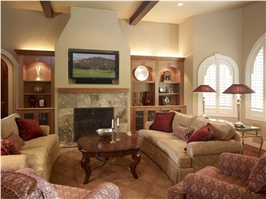 Classic Light Beige Travertine Fireplace Mantel