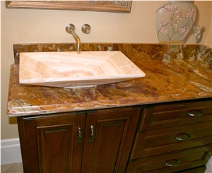 Multicolor Red Onyx Vanity Top, Red Onyx Vanity Tops