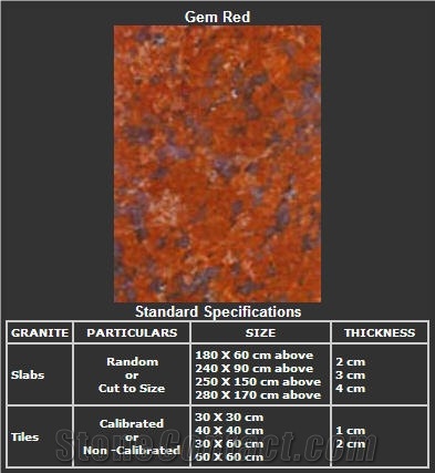 Gem Red Granite Slabs & Tiles, India Red Granite