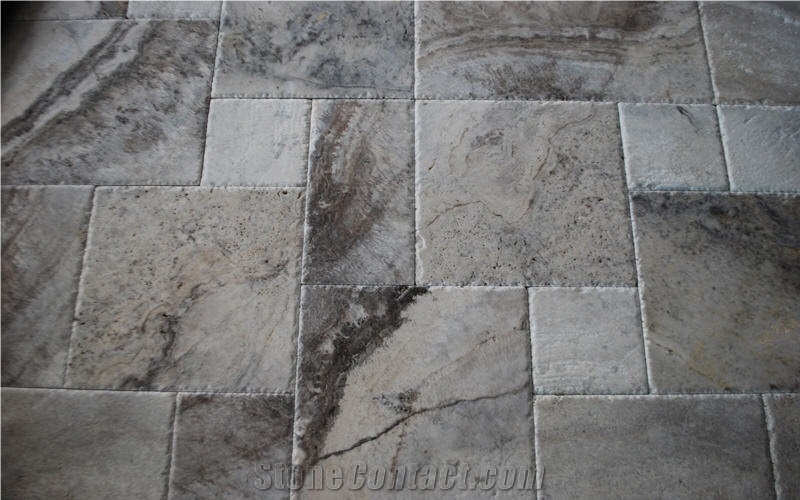Silver Travertine French Pattern