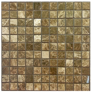 Dark Emperador Marble Mosaic, Brown Marble Mosaic