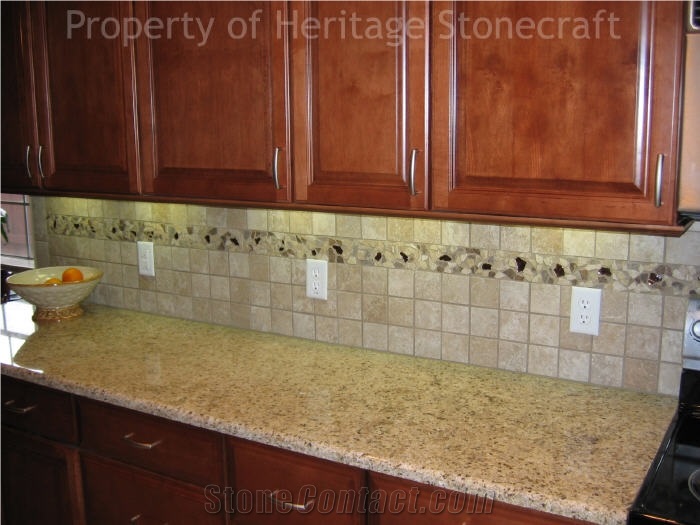 Giallo Ornamental with Crema Claro Backsplash