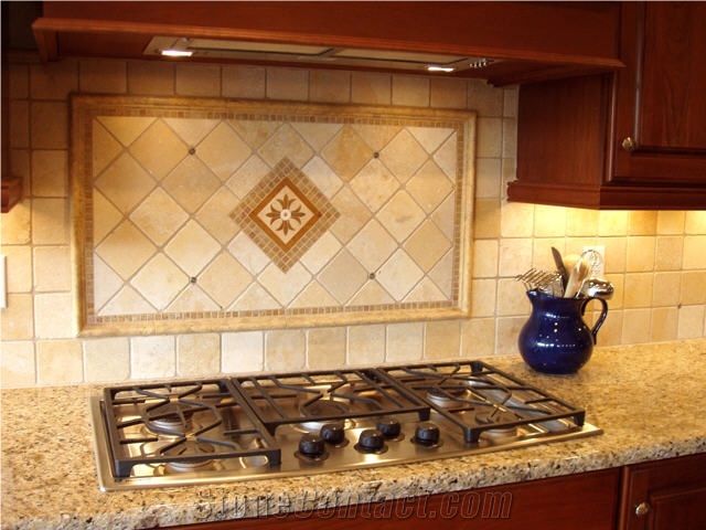 Light Travertine Tile Backsplash, Beige Travertine Backsplash