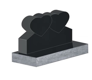 Black Granite Double Heart Tombstone Black Granite Double Heart Tombstone