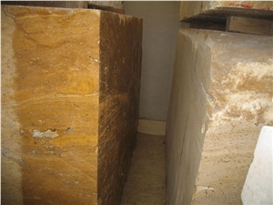 Travertino Giallo Travertine Block, Italy Yellow Travertine