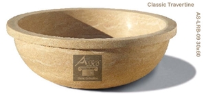 Classic Light Travertine Bowls, Beige Travertine Bowls