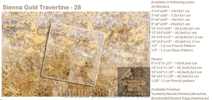Golden Sienna Antiqued Travertine Slabs & Tiles