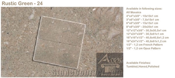 Rustic Green Limestone Slabs & Tiles, Turkey Green Limestone