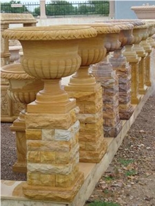 Teak Sandstone Flower Pot