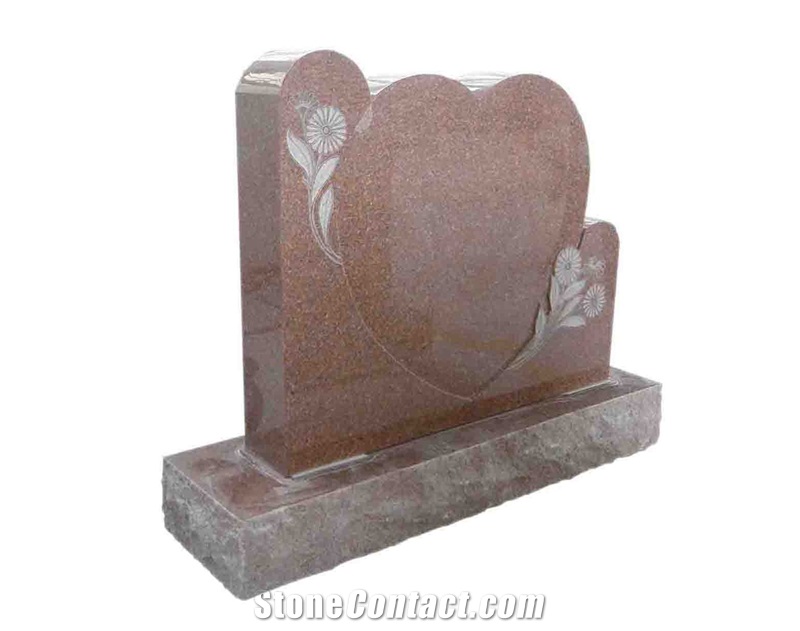 Red Granite Heart Tombstone