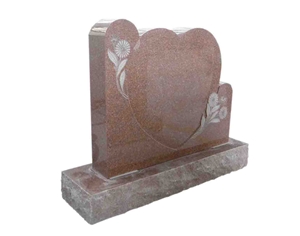 Red Granite Heart Tombstone