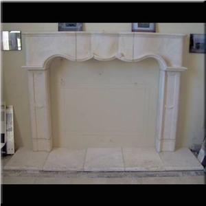 White Limestone Fireplace Mantel