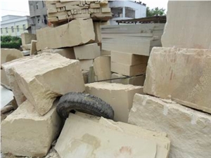 China Wooden Sandstone Block, China Beige Sandstone