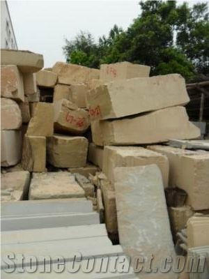 China Wooden Sandstone Block, China Beige Sandstone