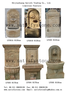 China Beige Limestone Wall Mounted Fountain